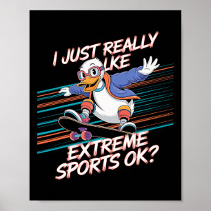 Poster Pato Skateboarding Esportes Radicais Estilo de Vid