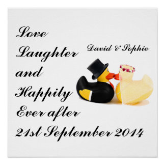 Pôster Patos de Casamento Amor Risada