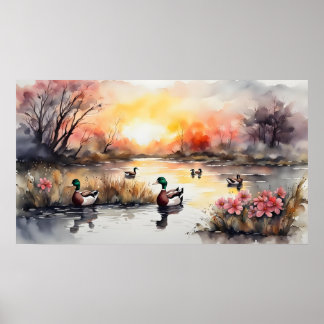 Poster Patos no lago