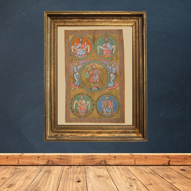 Poster Patriarcas Abraão Isaac Jacob Manuscrito Medieval (Patriarchs Abraham Isaac Jacob  - Catholic Christian Medieval Manuscript Poster)