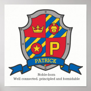 Pôster Patrick boys name que significa heraldry shield le