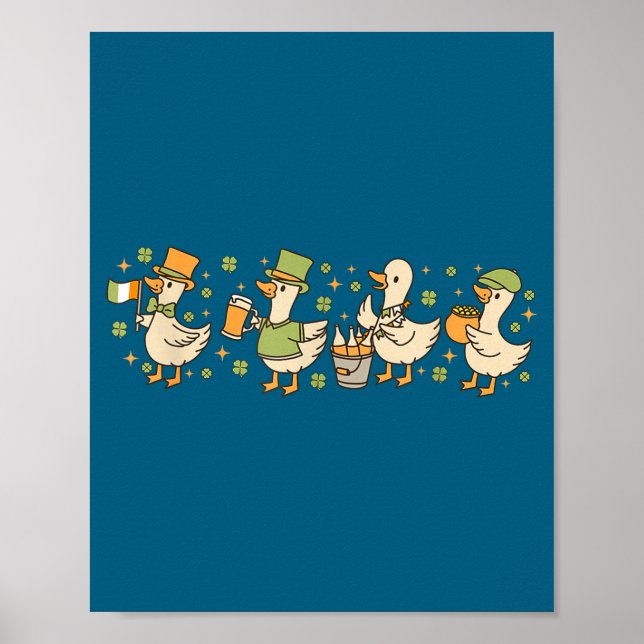 Poster Patricks Day,funny Goose, Shamrock, Beer Gift Tee  (Frente)