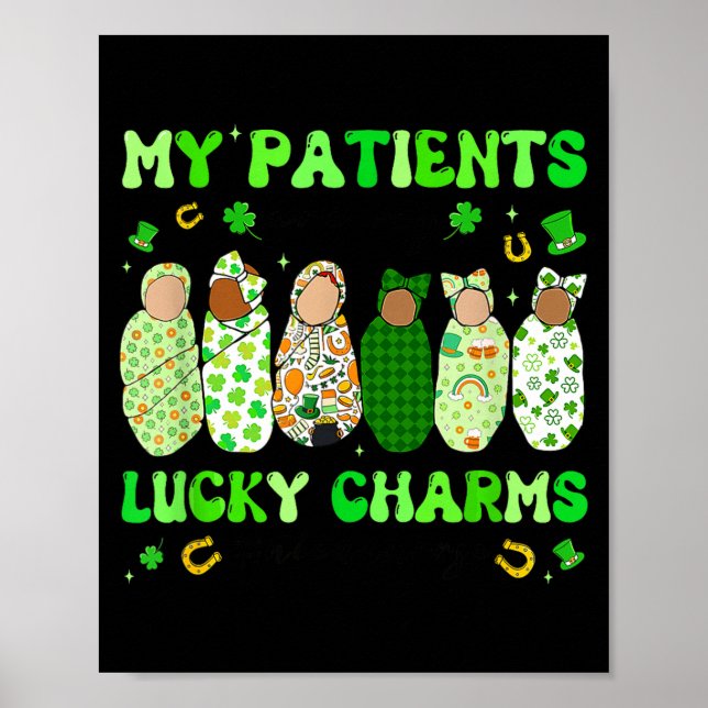 Poster Patrick's Day Nurse My Patients Are My Lucky Nicu  (Frente)