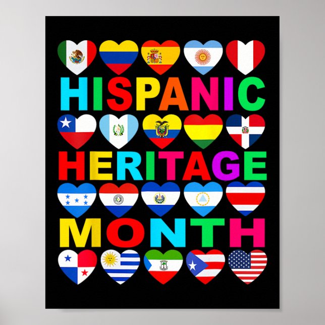 Poster Patrimônio Hispânico Mês dos Países Latinos Nacion (Frente)