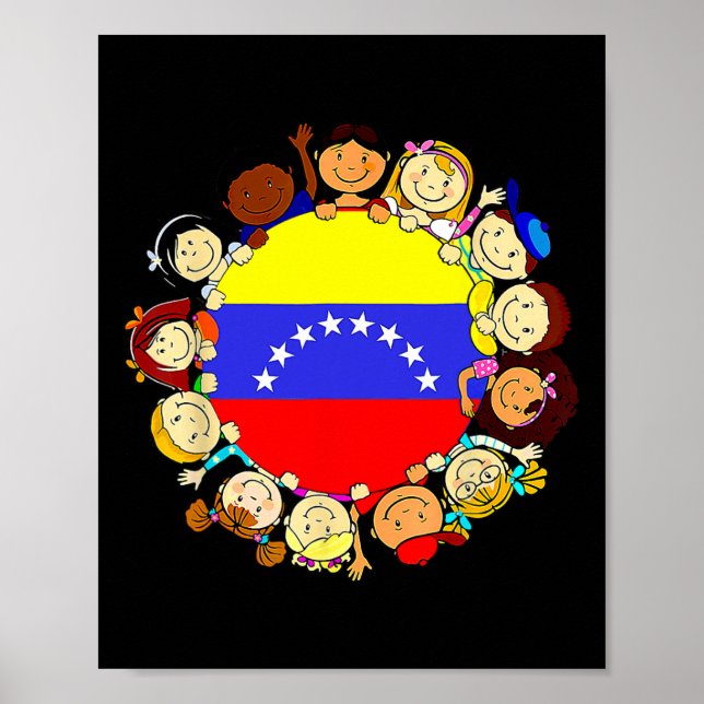 Poster Patrimônio Hispânico Mês Venezuela Crianças Veneza (Frente)