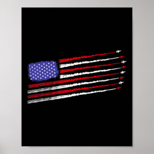 Poster Patriot Julho 4º Voo Jets Avião Usa Flag Ki