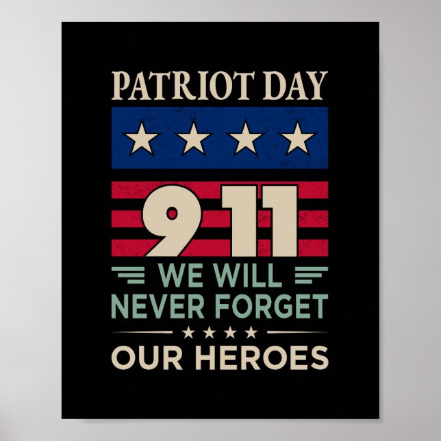 Poster Patriota vetorial dia 9 11 nunca esqueceremos noss (Frente)