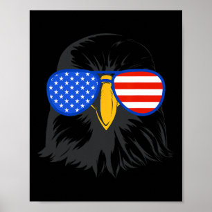 Poster Patriotic Eagle Sungles 4 de julho americano Byld
