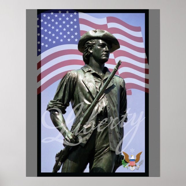 Poster Patriotic Liberty Minuteman with Defense Emblem (Frente)
