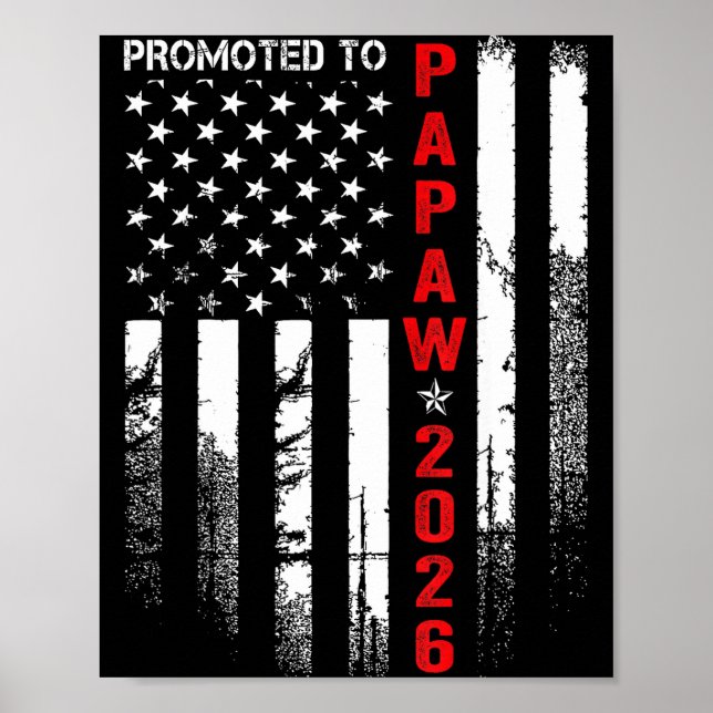 Poster Patriotic Mens Promoted To Papaw Est 2026 First Ti (Frente)