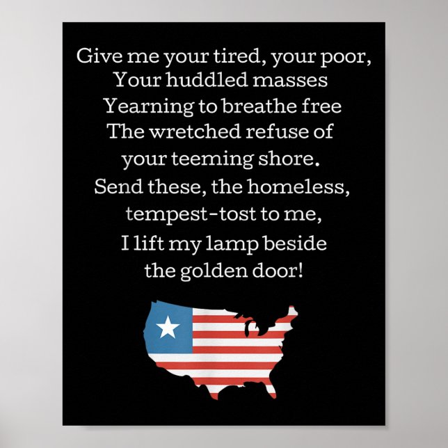 Poster Patriotic New Colossus Emma Lazarus Quote Usa Gift (Frente)