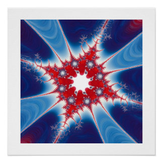 Pôster Patriotic Red White & Blue Mandelbrot Fractal
