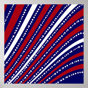 Pôster Patriotic Stars Stripes Freedom Flag 4th of July