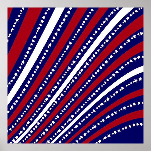 Pôster Patriotic Stars Stripes Freedom Flag 4th of July (Frente)