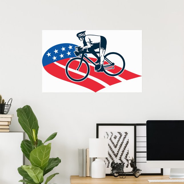 Poster Patriotic USA de ciclismo de bandeira americana em (Criador carregado)