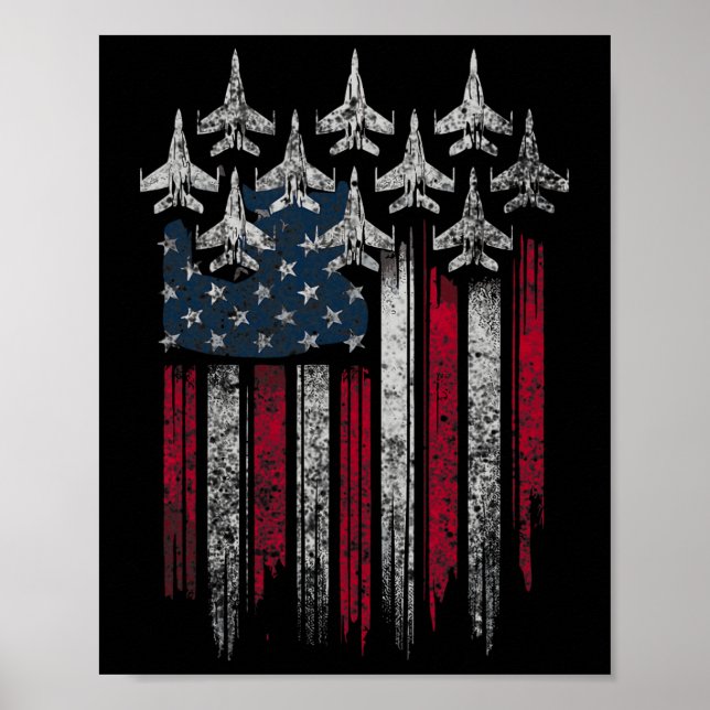 Poster Patriotic Usa Flag Fighter Jets Lover 4th Of July  (Frente)