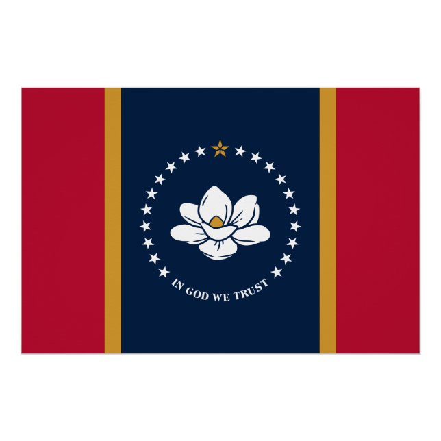 Pôster Patriotic wall poster with Flag of Mississippi  (Frente)