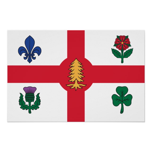 Pôster Patriotic wall poster with Flag of Montreal (Frente)
