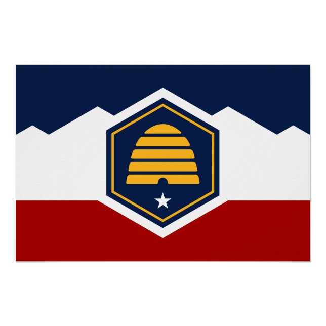 Pôster Patriotic wall poster with Flag of Utah, USA (Frente)