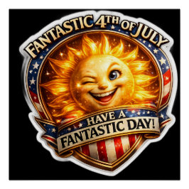 Pôster Patriotic winking fourth of July celebration wall