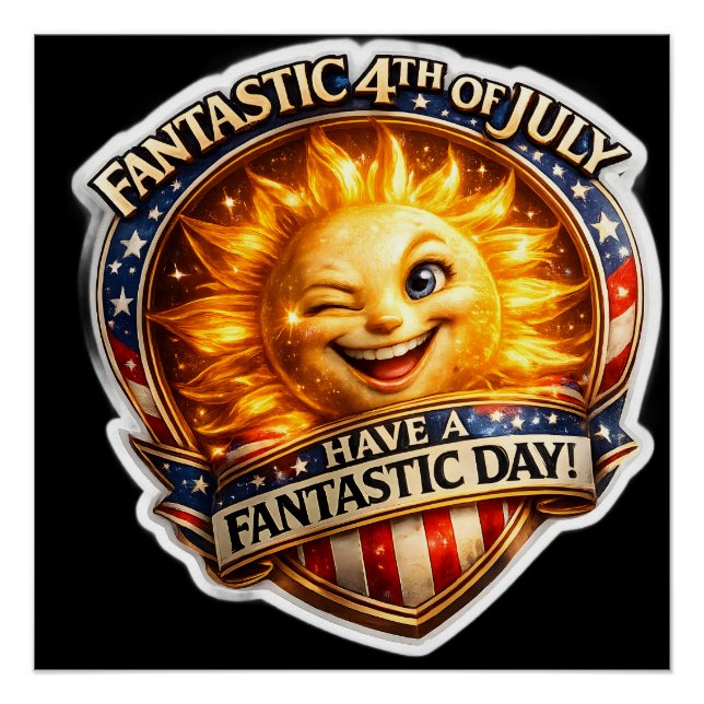 Pôster Patriotic winking fourth of July celebration wall  (Frente)