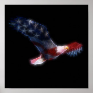 Poster Patriótica Americana Flag Bald Eagle