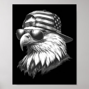 Poster Patriótica Eagle 4 de julho Bandeira Americana
