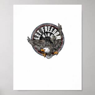 Poster Patriótica Let Freedom Ring Vintage American Bald