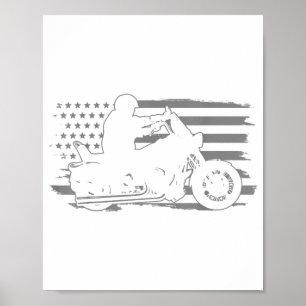 Poster Patriótica Motorcycle Vintage American Flag Biker