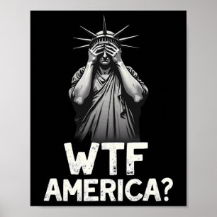 Poster Patriótico 4 De Julho Estátua Da Liberdade Wtf Ame