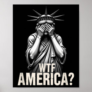 Poster Patriótico 4 De Julho Estátua Da Liberdade Wtf Ame