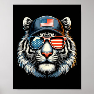 Poster Patriótico Americano Sungles Tiger Shades 4th De J