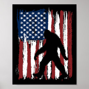 Poster Patriótico Bigfoot American Flag Funny 4 De Julho