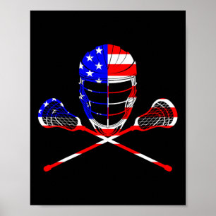 Poster Patriótico do Lacrosse Player Independence Day Lax