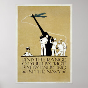 Poster Patriótico do Recrutamento de Marinhos da Segunda