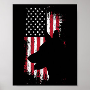 Poster Patriótico german shepherd Americano Shirt Usa