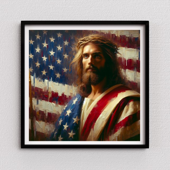 Poster Patriótico Jesus, Bíblia Cristã Americana Art Post (Criador carregado)