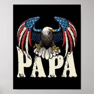 Poster Patriótico Papa Bald Eagle Shirt Usa Flag 4th Of J