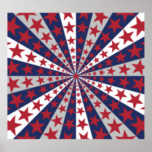 Poster Patriótico Sunburst: Trabalho de arte de Bandeira