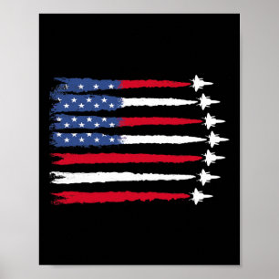 Poster Patriótico Vermelho Branco Azul Usa Bandeira Jatos