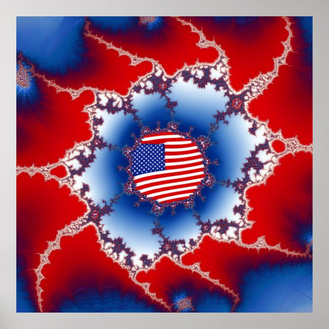 Poster Patriótico Vermelho Branco e Bandeira Azul America (Frente)