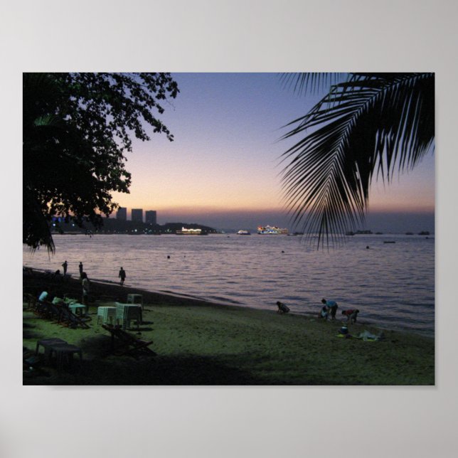 Poster Pattaya Beach Sunset.. Chonburi, Tailândia (Frente)