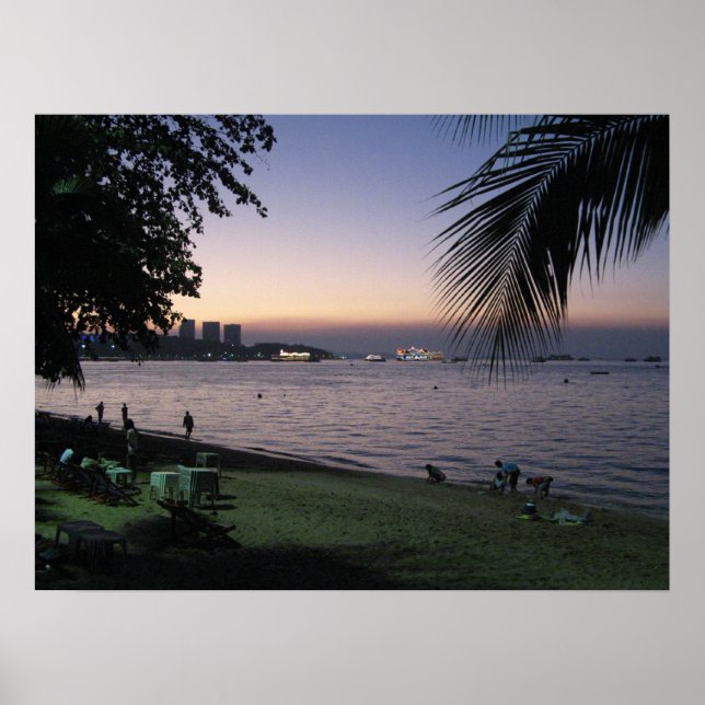 Pôster Pattaya Beach Sunset.. Chonburi, Tailândia (Frente)