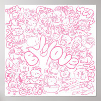 Patten Gato Bonito com Sinal ASL ILY - Design ASL