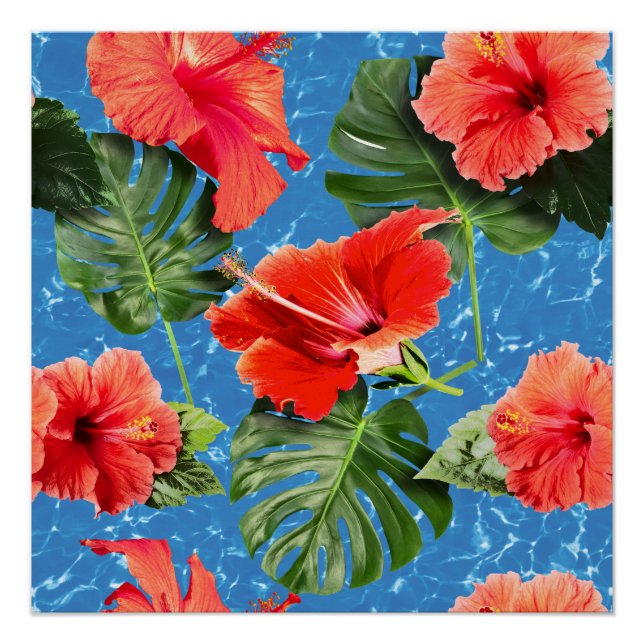 Pôster pattern of tropical flowers (Frente)