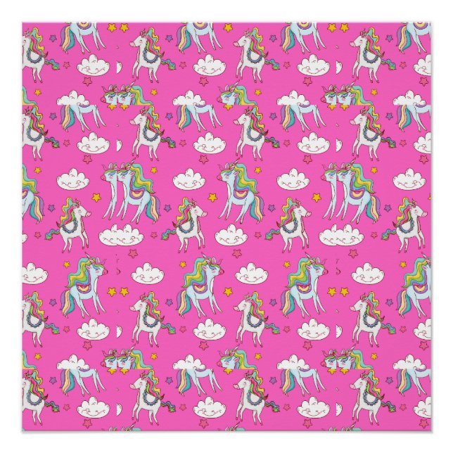 Pôster Patterno Funny Unicorn Cute (Frente)