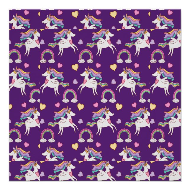 Pôster Patterno Funny Unicorn Magic Horse Cute (Frente)