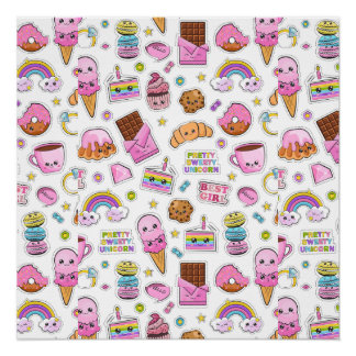 Pôster Patterno Funny Unicorn Magic Rainbow Cute