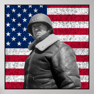 Pôster Patton e a bandeira americana -- Beira