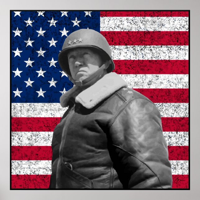 Pôster Patton e The American Flag — Border (Frente)